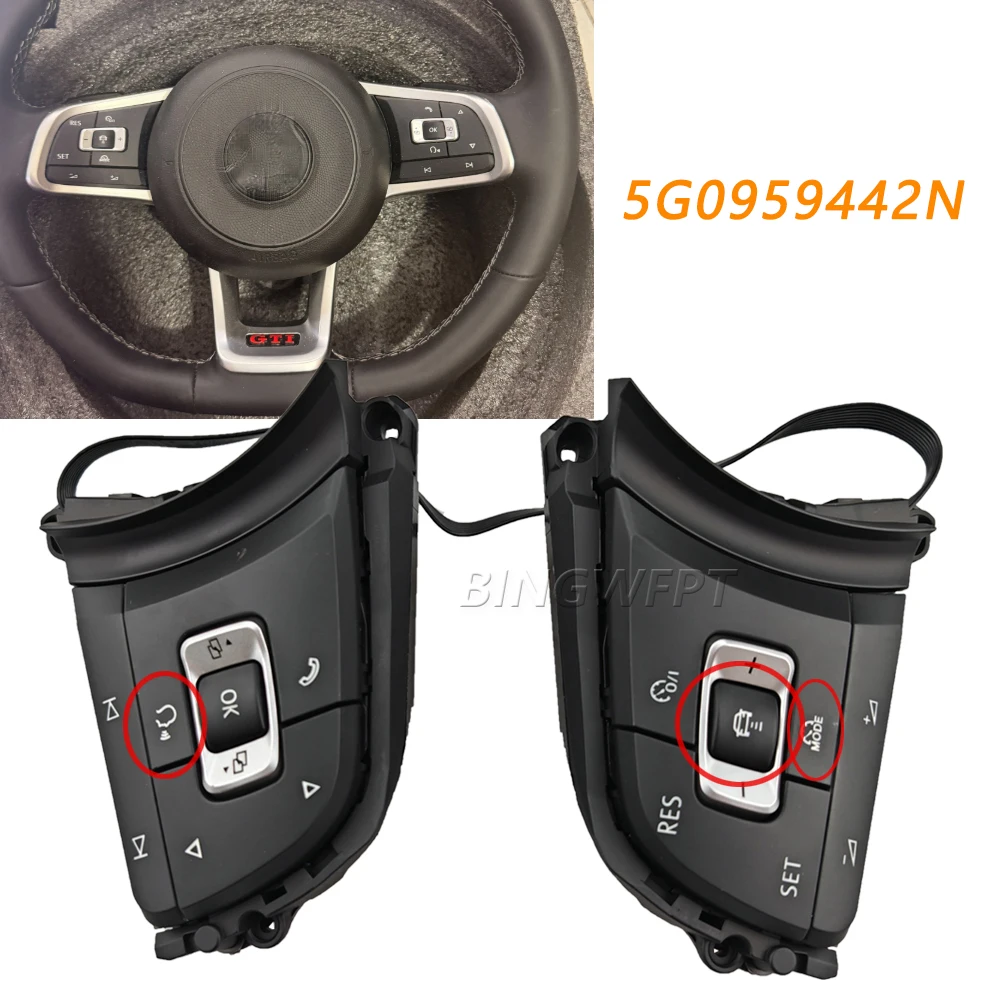 Multifunction Steering Wheel Switch 5G0959442N For VW Passat B8 Golf 7 Arteon Tiguan MK2 Cruise Control Buttons Accessories