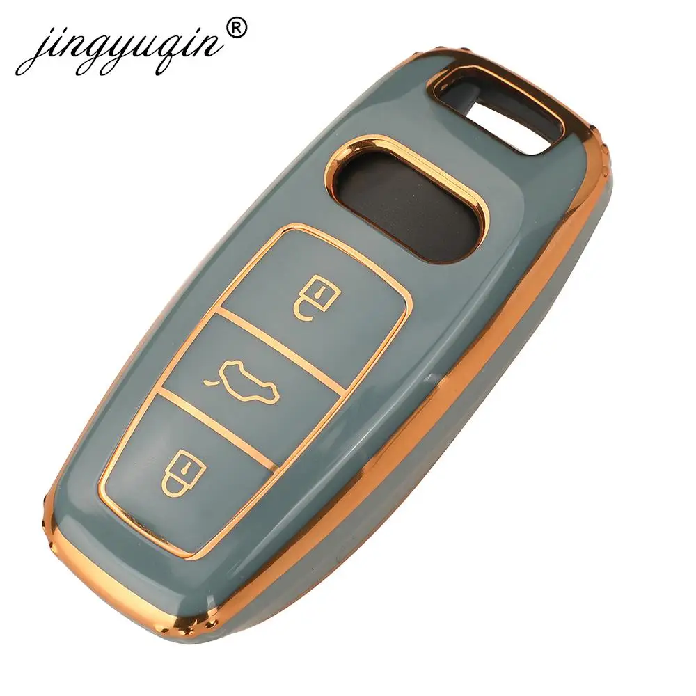 jingyuqin Soft TPU Car Remote Key Case Cover for Audi 4K A8 E-tron Q5 Q7 Q8 C8 D5 SQ8 R8 A1 A3 A4 A6 A7 Fob Protector Holder