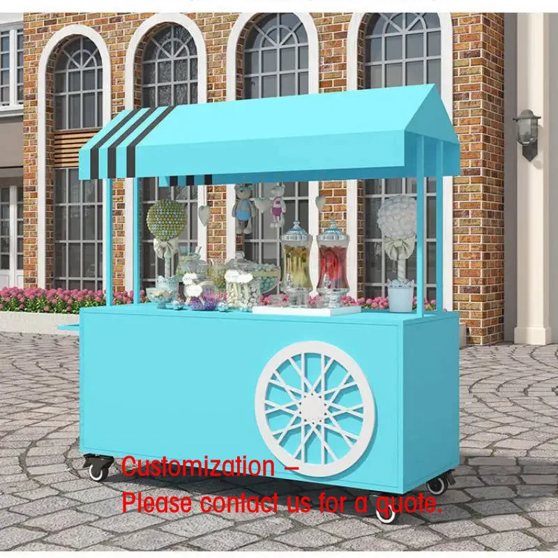 

custom.Custom Detachable Metal Mobile Candy Food Cart Reception Desks with Cold Drink Features