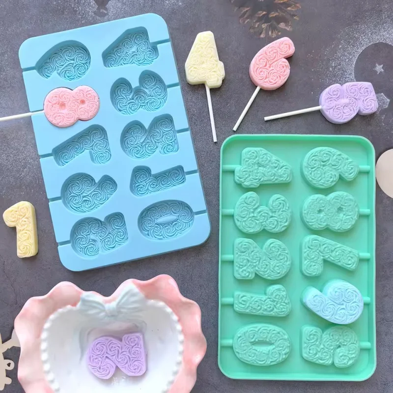 DIY Handmade Rose Number Birthday Ornament Silicone  Mold ， Scented Candles Molds， Chocolate Cake Decor Baking Making Supplie