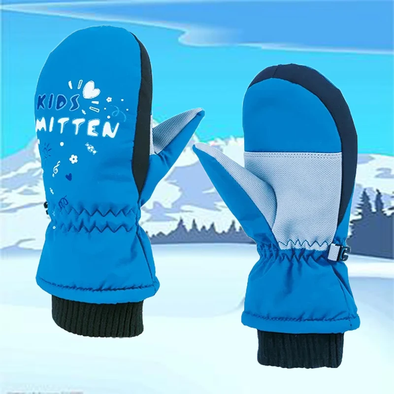 

2024 Sport Skiing Golves Waterproof Children Snow Mitten Fleece Warm Boy Girls Outdoor Toddler Kids Glove Heated Mitten Clothing