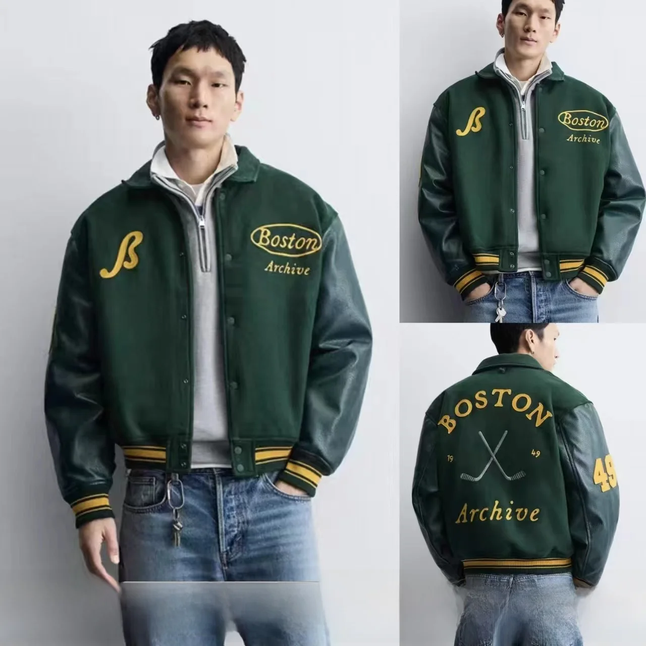 

Новое мужское бейсбольное пальто в стиле пэчворк для колледжа Sle Pilot Jaet, хлопковое теплое свободное крепление, цветной дизайн, повседневная одежда, зимняя верхняя одежда...