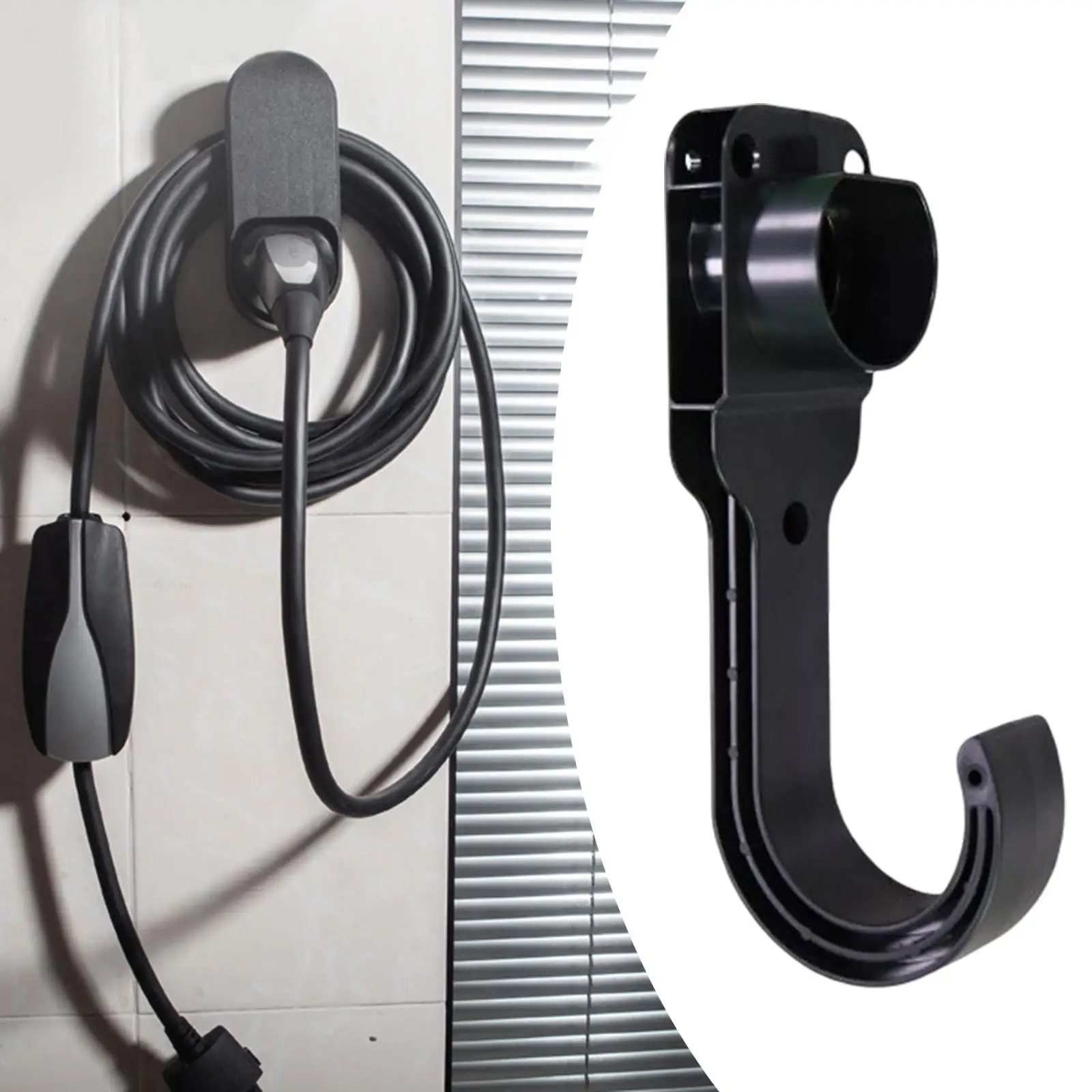 EV Charger Holder Organizer Portable Wall Hook Mount with Hook Screws Holster Dock