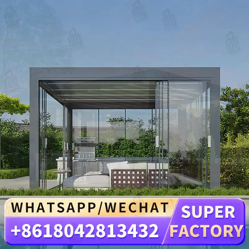

Modern Outdoor Aluminium Waterproof Louver Roof Metal Pergola for Garden Patio Backyard Louver Pergola