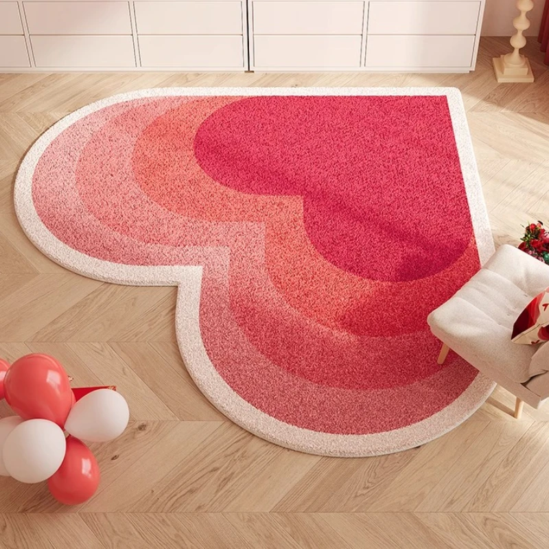

Heart Shape Rugs for Bedroom Fluffy Soft Bedside Floor Mat Thick Plush Living Room Decoration Red Carpet Washable Cloakroom Rug