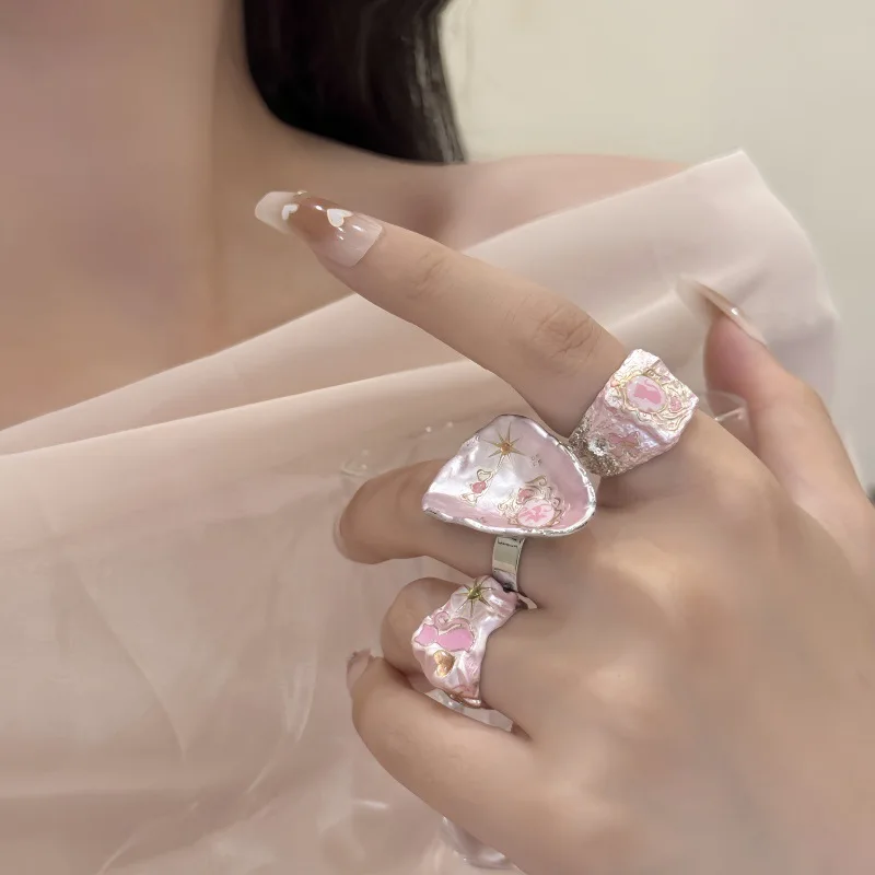 Handmade enamel drip cat bow applique ring