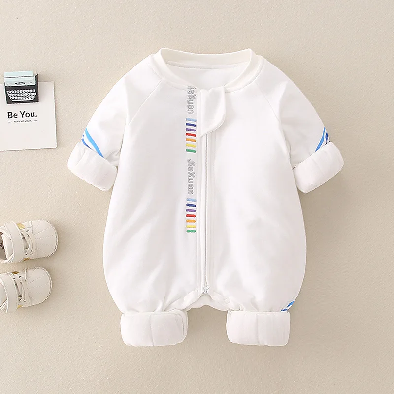 

Newborn Baby Autumn and Winter Pure Cotton Home Clothing Jumpsuit Thickened Cotton Rompers Going Out Bodysuits