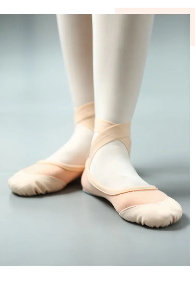 Zapatos de baile de Ballet elásticos de malla de algodón superior para mujer, zapatos de entrenamiento de Salsa para profesores de Jazz, calzado suave para baile y ejercicio