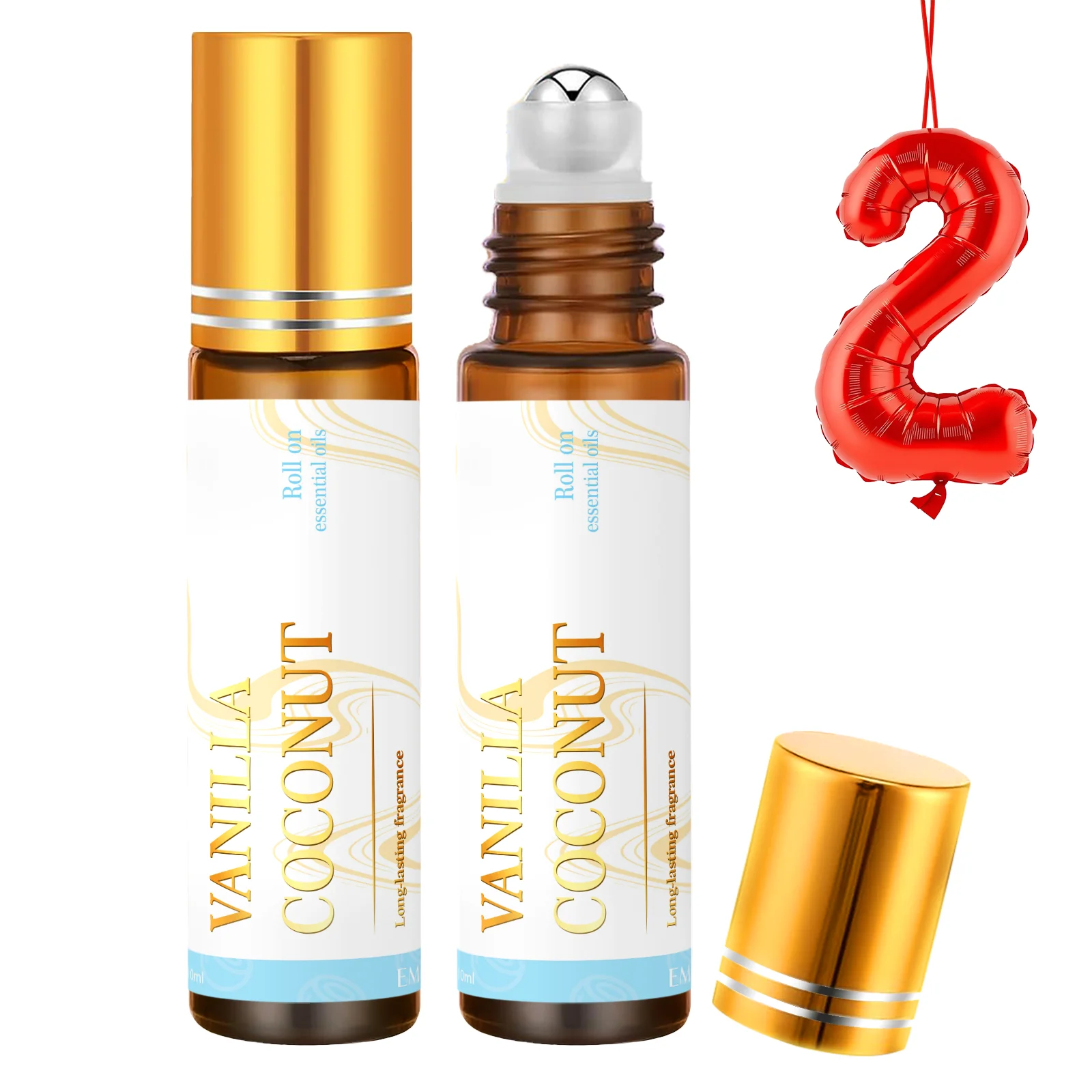 Rodillo de aceites esenciales para masaje, piruleta de café, vainilla, coco, lavanda, peonía, algodón, caramelo, frambuesa, cereza, regalos, 2 uds., 10ml