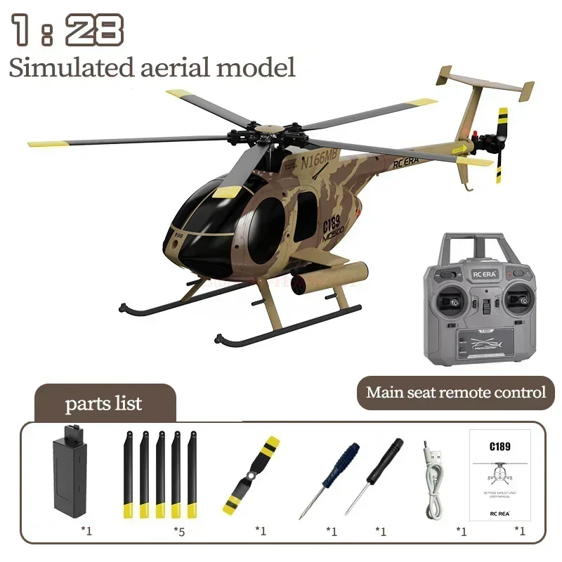 RC 에라 뉴 1:28 C189 버드 헬리콥터 터스크 Md500 듀얼 브러시리스 시뮬레이션 모델, 6 축 자이로스코프 시뮬레이션 모델, 어린이 장난감