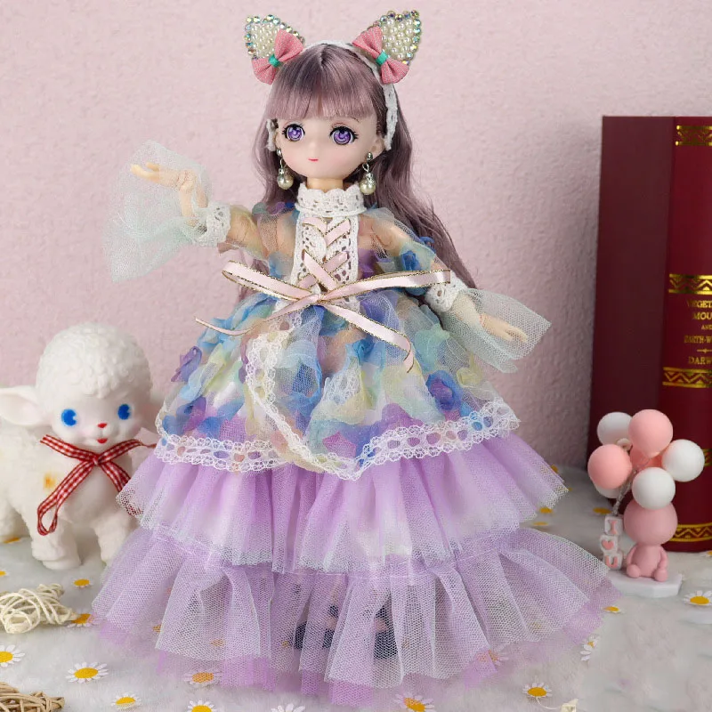 Neue 28cm Nette Anime Puppe mit Kleidung Zubehör 1/6 Bjd Cartoon Gesicht Prinzessin Puppe Kleid Up Spielzeug