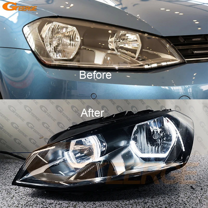 

For Volkswagen VW Golf 7 VII MK7 Pre Facelift Ultra Bright Refit Day Light Turn Signal DTM M4 Style LED Angel Eyes Halo Rings