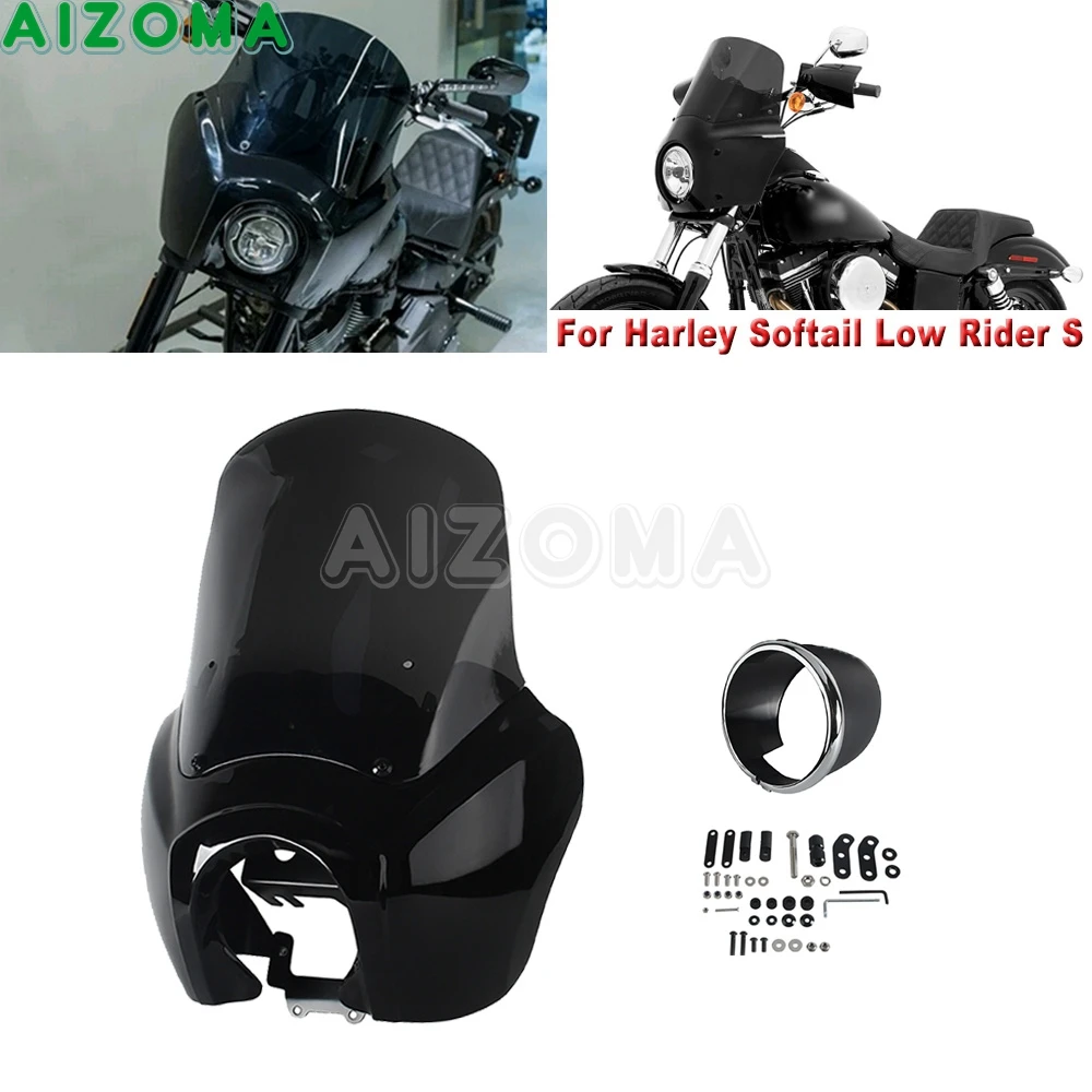 

5.75" Headlight Bucket Cover Ring Motorcycle Front Head light Fairing Windshield For Harley Softail Low Rider S FXLRS 2020-2023