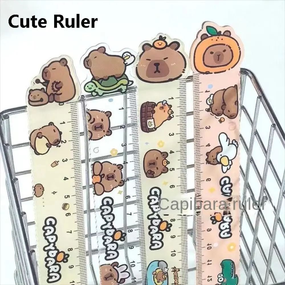 1 Set Capybara Metric Ruler Cartoon Plastic High Appearance School Supplies Straightedge Protractor Measuring Too Student