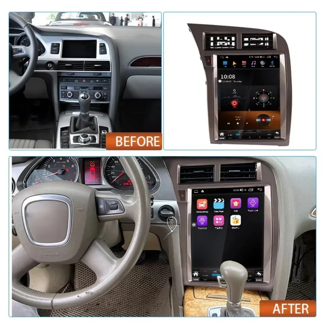

Android 13 For Audi A6L 2005-2011 Car GPS Navigation Multimedia Player Radio Stereo Vertical Screen Multimedia Automotive