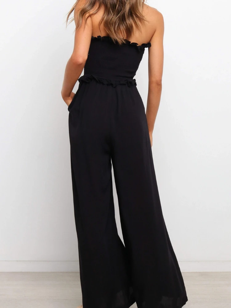 Summer Sexy Off-shoulder Jumpsuit Woman Casual sleeveless  Rompers Holiday Beach Overalls Elegant Party Jumpsuits Oversized 2024