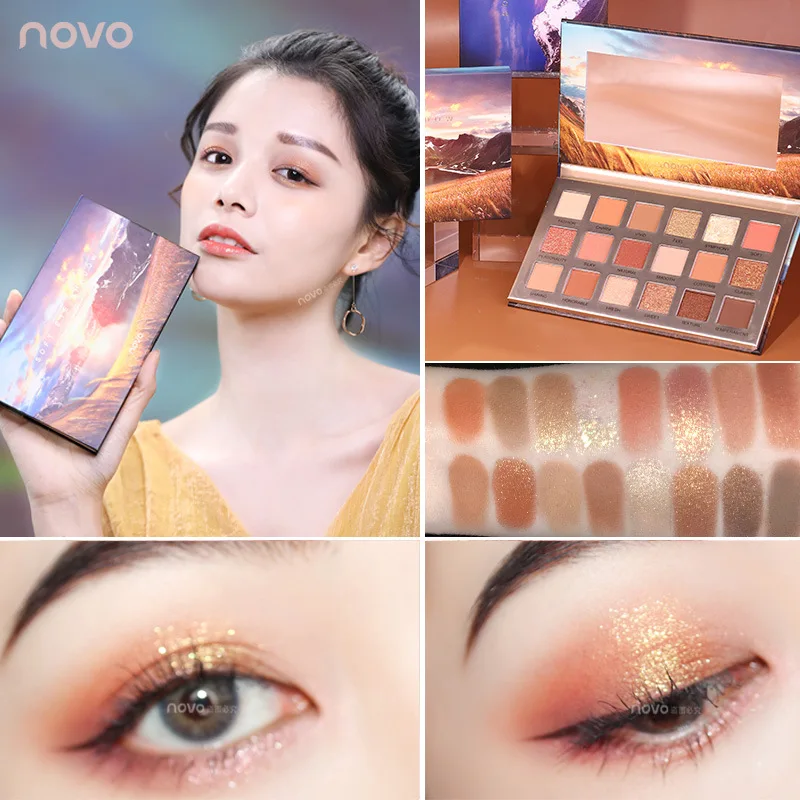 NOVO Reed Glacier eye shadow ins Super Hot Student Affordable Waterproof Pearlescent Pumpkin Earth Color eye shadow Plate