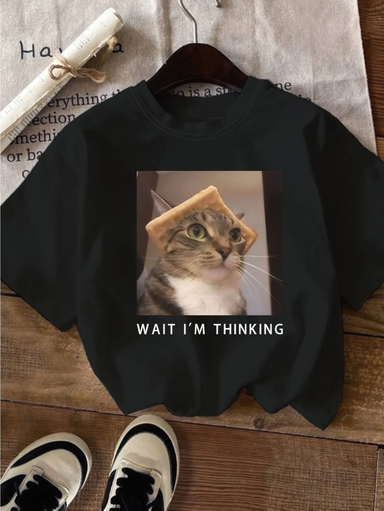 

Fun Cat Graphic Printing Summer Autumn Winter Pure Cotton Men's and Women's T-shirts Short Sleeves Luxury Outdoor Sports Brand