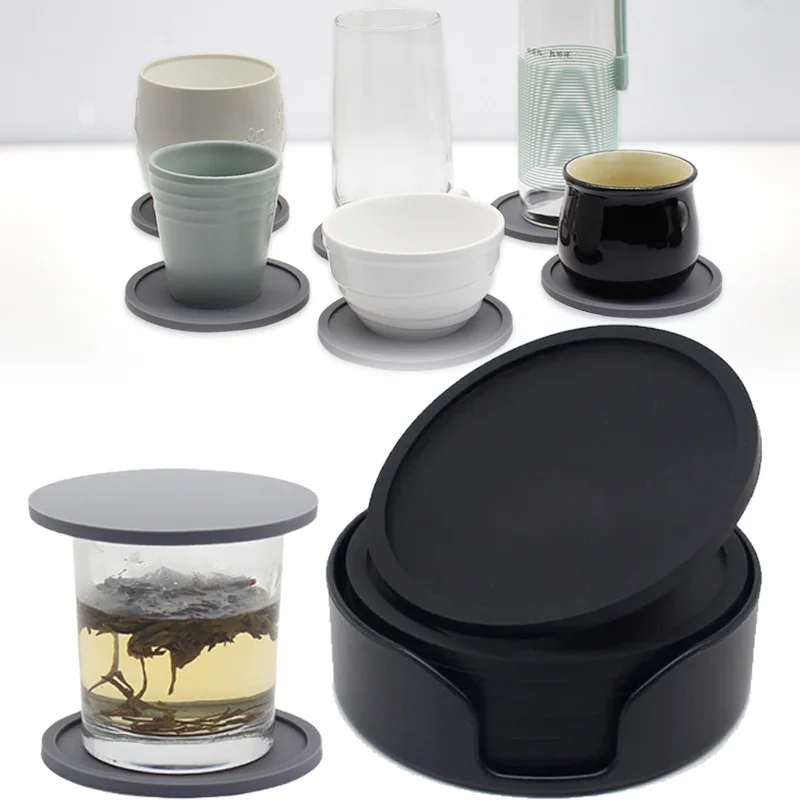 

6 шт., 10 см, силиконовые подставки, круглые термостойкие резиновые коврики для чашки чая, коврик для напитков, кофейная кружка, стеклянный держатель для напитков, коврик для декора стола