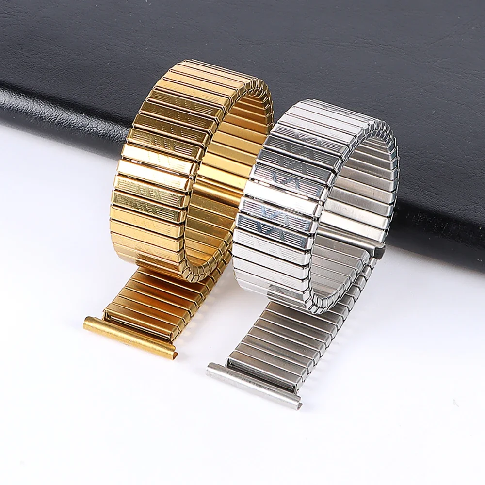 Metal Elastic Watch Band Stainless Steel Watch Bracelet 12/14/16/18/20mm Stretch Expansion Retractable Band Universal Watchband