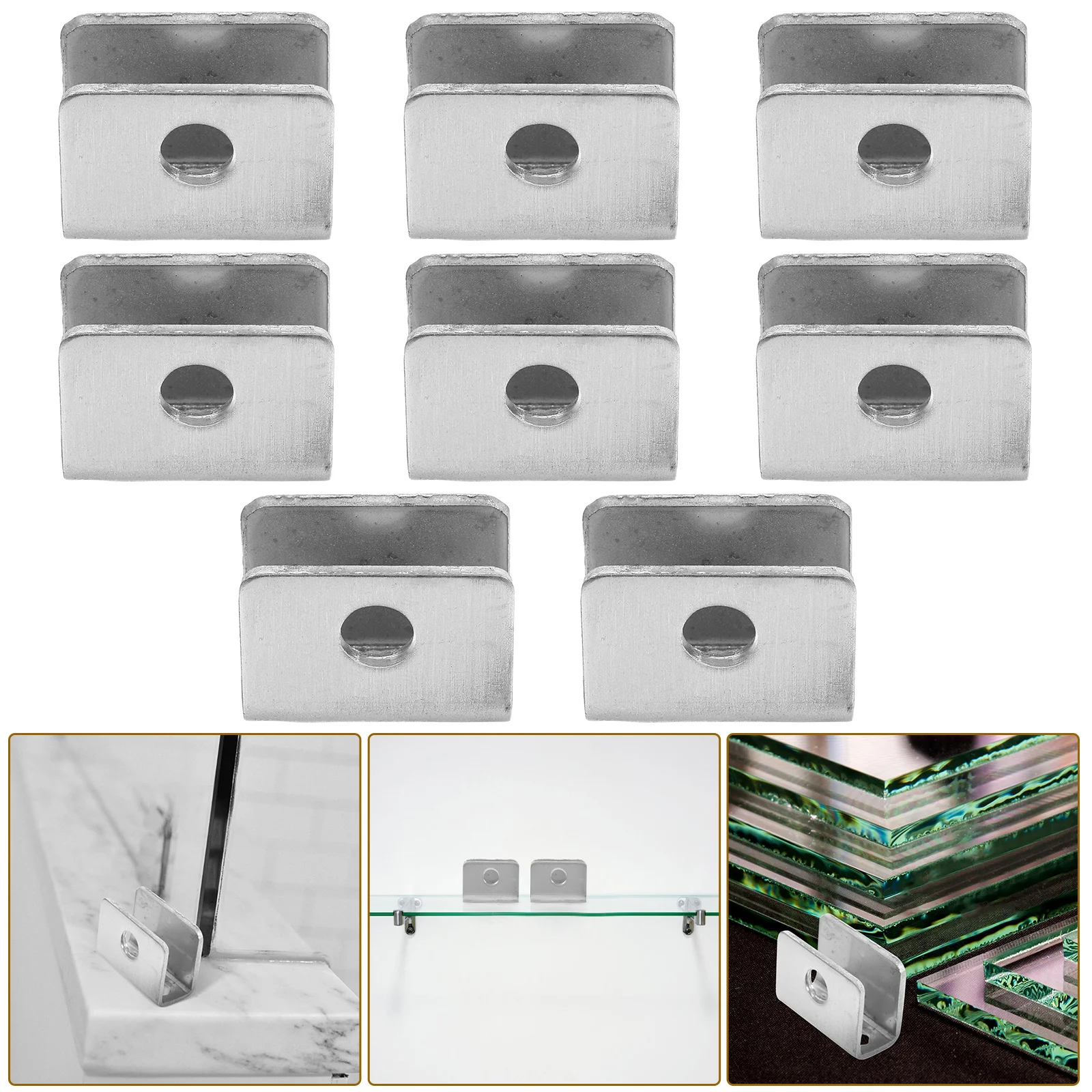 

8pcs Glass Shelf Clamp Stainless Steel Fixing Clips Size S For Closet Cabinet Shower Railing Bracket Pegs Mounting Clip