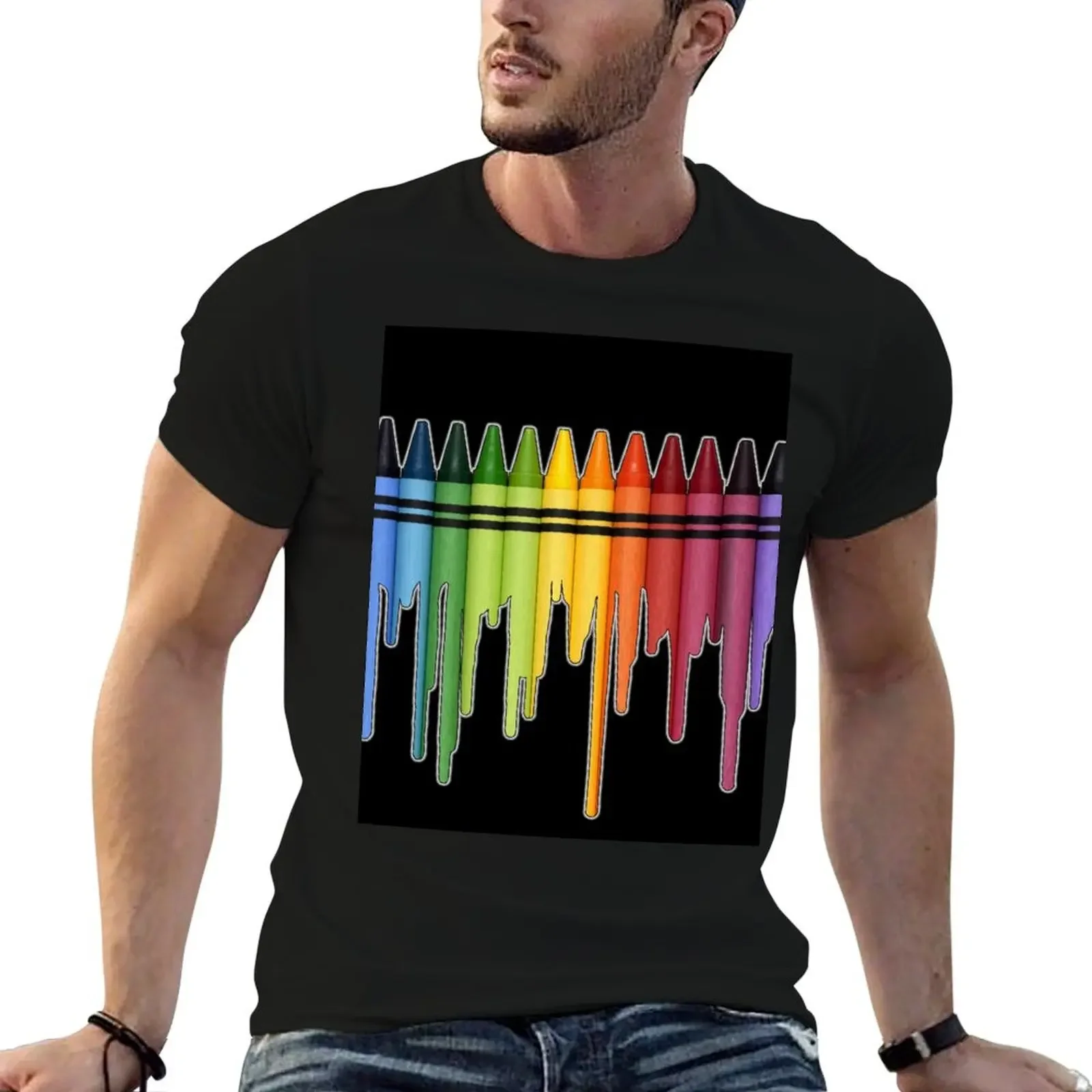 Melting Crayons T-Shirt Anime t-shirt summer 2025 mens graphic t-shirts big and tall