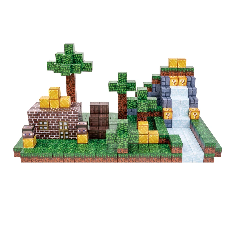 لتقوم بها بنفسك مجموعة مكعبات البناء المغناطيسية عالم الألغام ثلاثية الأبعاد بكسل الطوب الاطفال الجذعية مونتيسوري التعليمية تجميعها اللعب أفضل هدية للأطفال