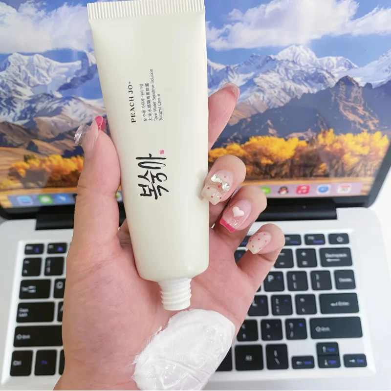 Arroz coreano spf50 + creme pêssego jo + creme tonificante para corpo e rosto aplicar ao pescoço natural iluminar corretivo leve mesmo tom de pele