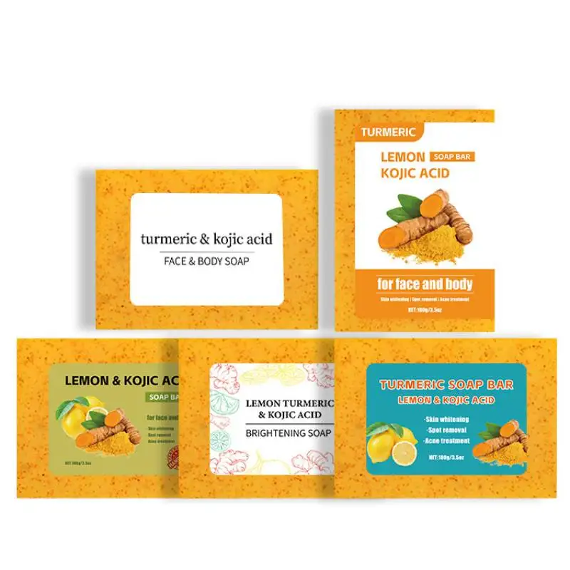 

Lemon Kojic Acid Turmeric Face & Body Soap,Scrub Exfoliating Handmade Ginger Bath Soap Bar,Skin Mild Cleansing Brightening Care
