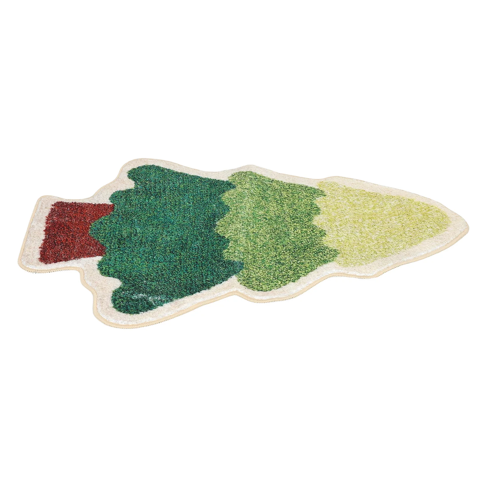 

Cute Christmas Tree Shaped Rug Non-Slip Soft Bedside Carpet Festive Seasonal Home Decor for Living Room Bedroom Bathroom