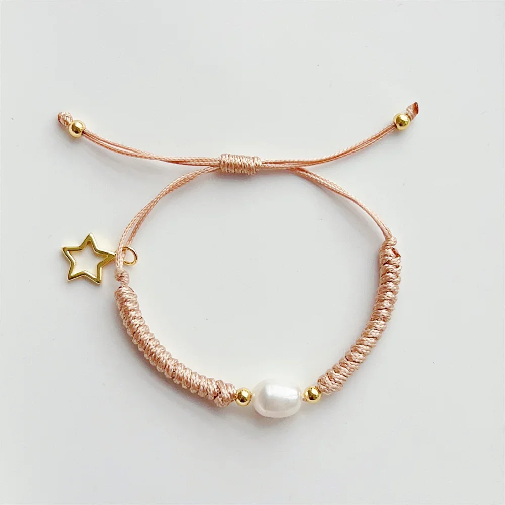 KKBEAD Handmade Woven Wax Thread Braided Bracelet for Women Gift Natural Pearl Pulseras Star Charm Bracelets Jewelry