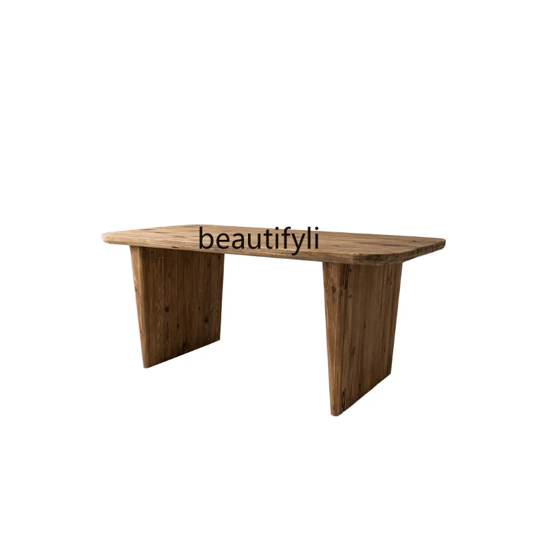 

Retro Solid Wood Dining Table Nordic Simple Log Table-Chair Set Old Pine Rectangular Board Table Coffee Table Desk furniture