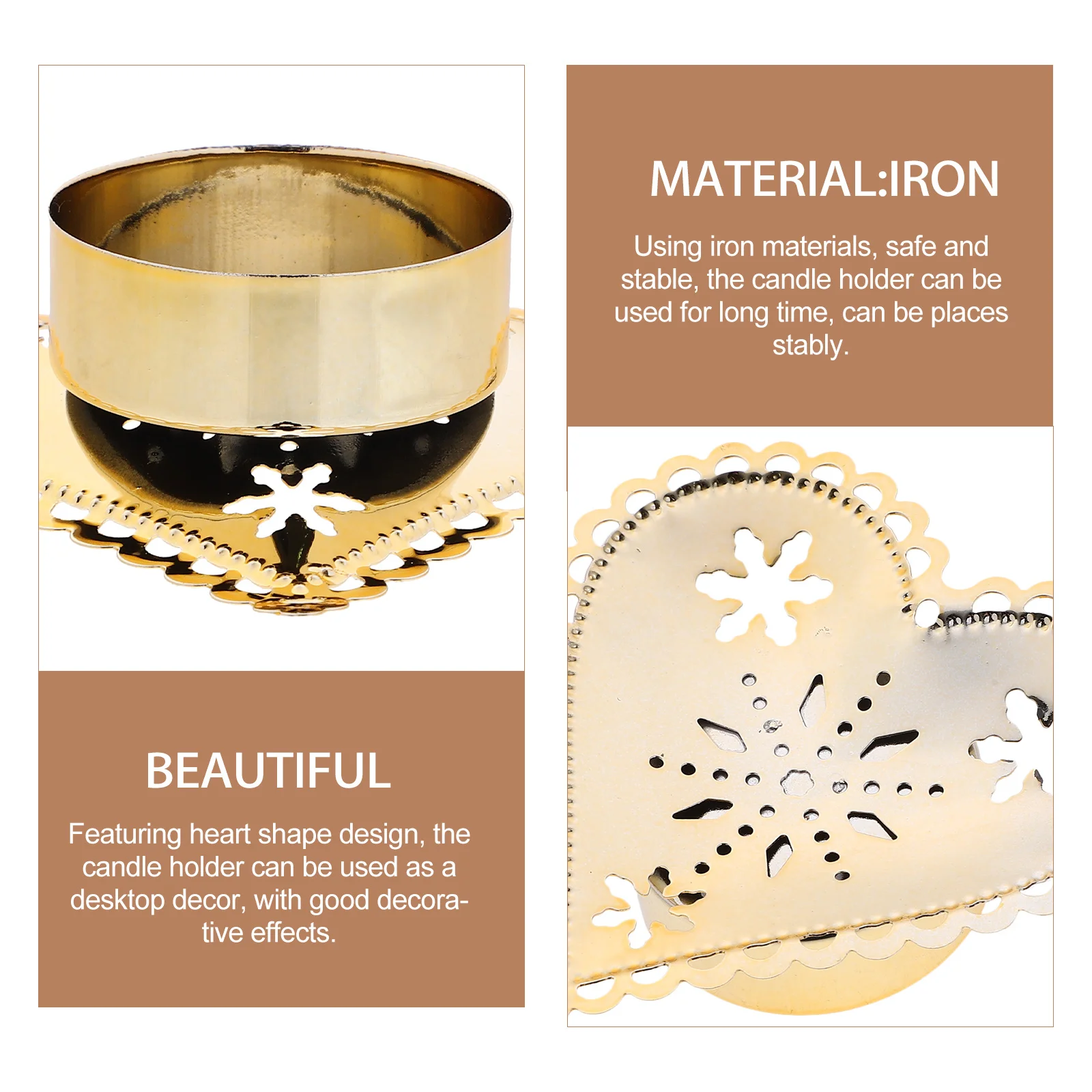 

2Pcs Heart Shape Xmas Holder Metal Christmas Tealight Stand Desktop Holder Decor Metal Candlestick