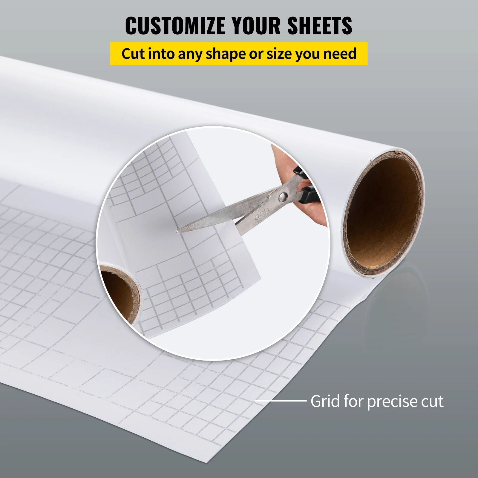 VEVOR Tableau Blanc Effaçable à Sec Film Adhésif Effaçable à Sec Blanc 1,8x1,2m