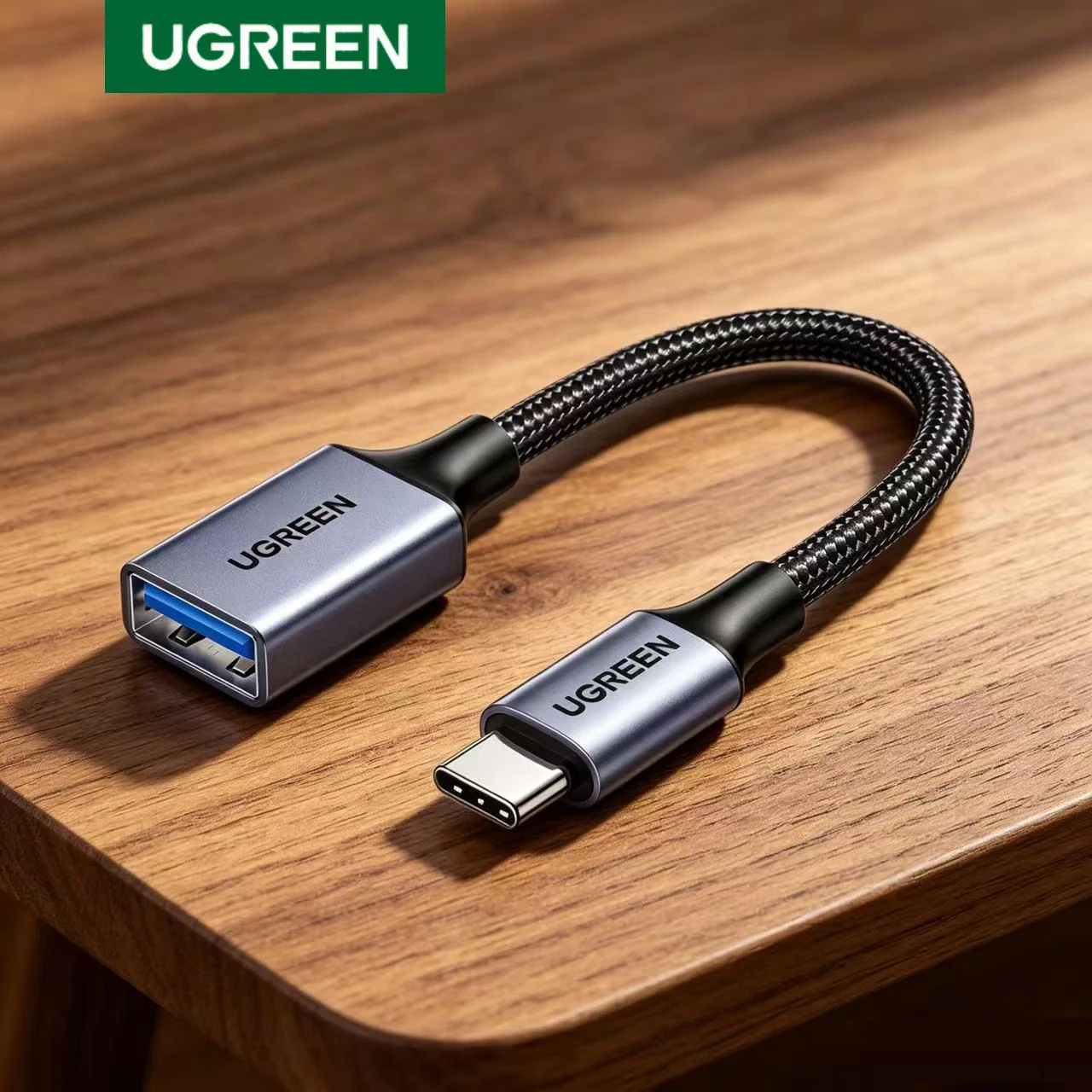 Cabo Adaptador OTG UGREEN Tipo C para USB 3.2 Universal para Celular, Tablet, Notebook APPLE 17, Conversor USB-C, Pen Drive, Carregador Veicular, Trançado