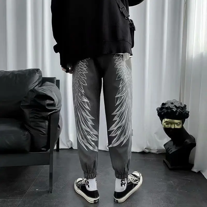 Sweatpants for Men Hip-hop Baggy Fleece-lined and Extra Thick Trousers Casual Autumn Winter Retro Comfortable Man Sports Pants