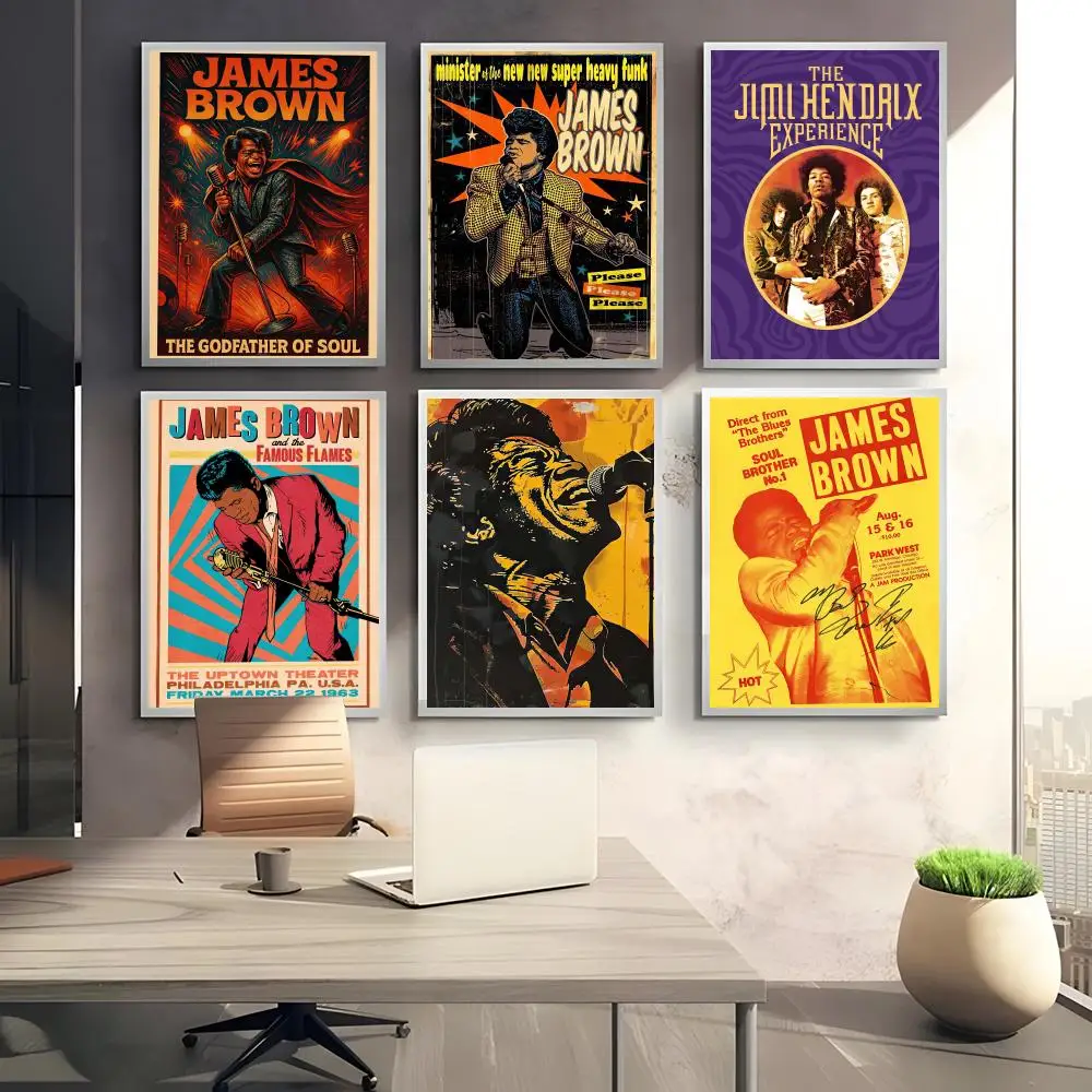 Godfather of Soul American Musician J-James Brown Poster HD art sticky wall waterproof home bedroom bar aesthetic decoration