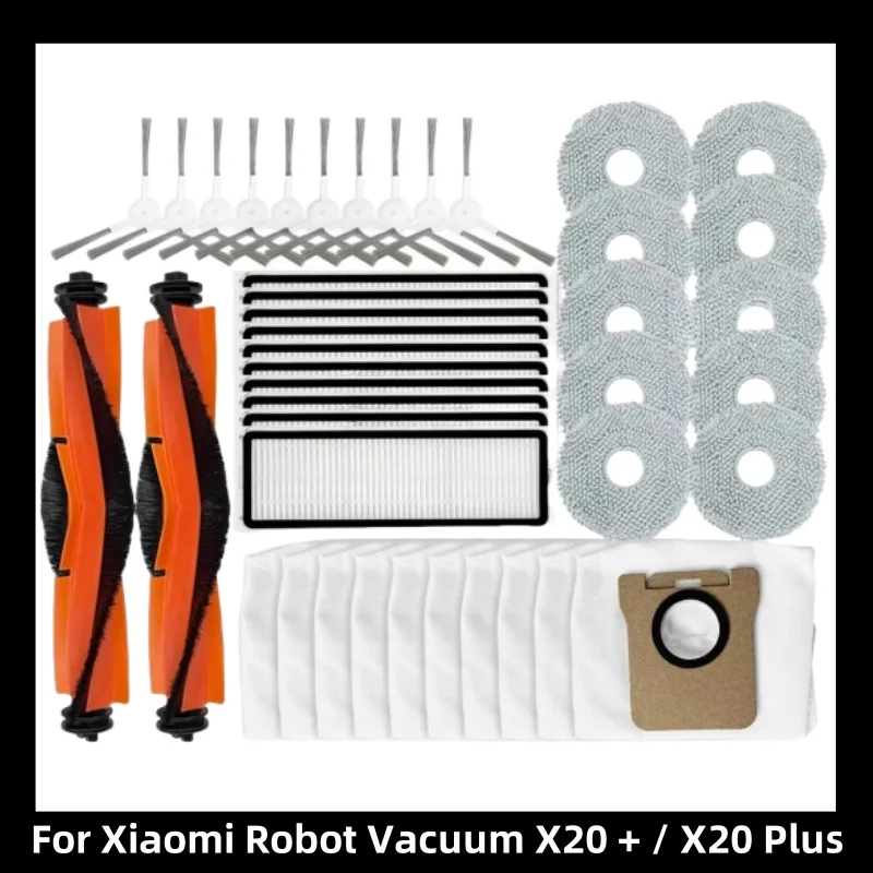 

For Xiaomi Robot Vacuum X20 + / X20 Plus Parts Accessories Main Side Brush Hepa Filter Mop Cloth Dust Bag Replacement