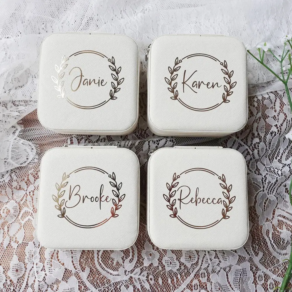 Personalized Jewelry Boxes Bridesmaid Travel Accessories Case Bridal Shower Thank You Gift Ideas Party Favors