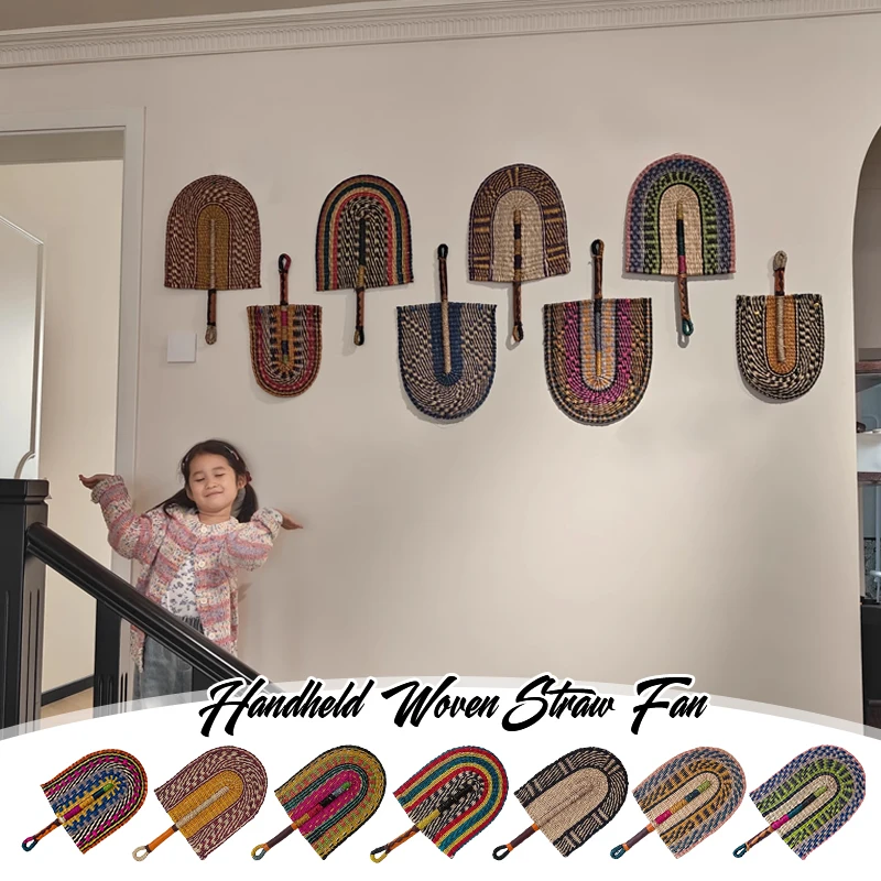

Summer Cooling Cattail Fan Straw Fan Handwoven Grass Fan African Nordic Style Home Bedroom Wall Hanging Decoration Crafts