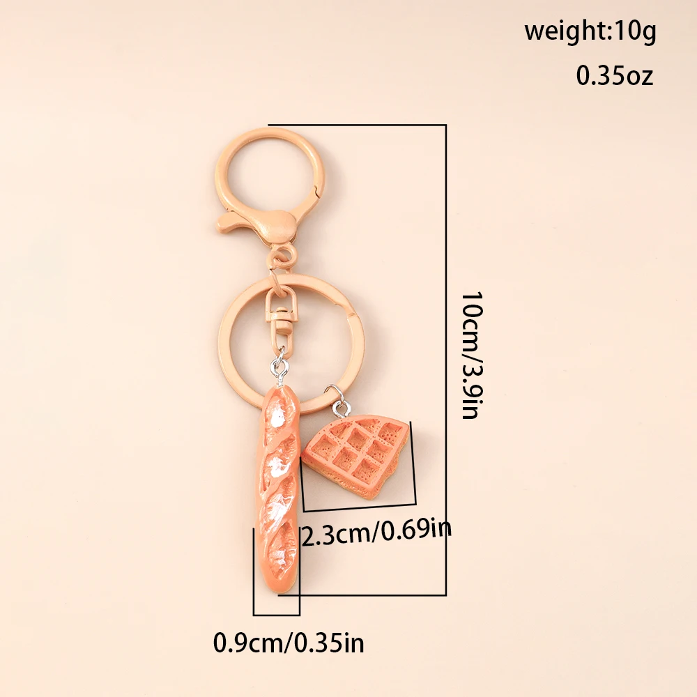 Niedlicher Schlüsselanhänger in Form eines Brotbrotes, Croissant- oder Butterbrot-Designs, für Damen und Herren, als Anhänger für Handtaschen, zum Selbergestalten von Schmuck und zur Dekoration. – Detail 5