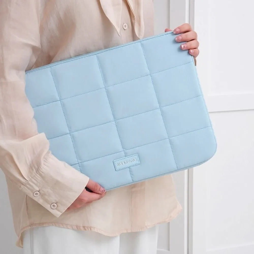 14/15.6inch Quilted Tablet Bag Solid Color Shockproof Travel Tablet Sleeve Ultralight Wear-resistant Tablet Protection Cases