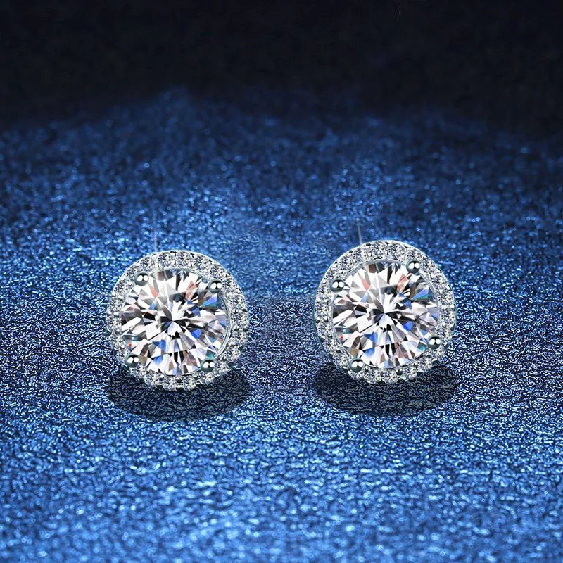 

New Fashion 925 Sterling Silver studs Earring Shining Moissanite for Women Fashion Party Wedding Engagement Jewelry Gifts