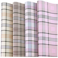 30x134cm Roll Gingham Tarten Textured Gride Pattern Leatherette Faux PU Leather Fabric For Handbags Sewing Boxes DIY BH410