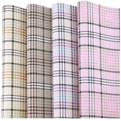 30x134cm Roll Gingham Tarten Textured Gride Pattern Leatherette Faux PU Leather Fabric For Handbags Sewing Boxes DIY BH410