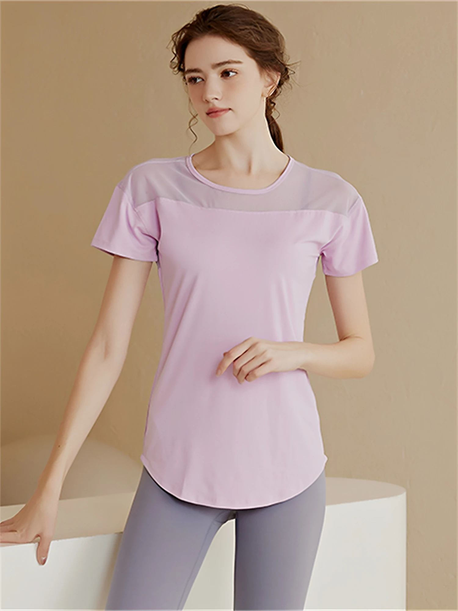 

Women's Yoga Top Summer New Quick Dry Mesh Hollow out Beautiful Back Running Fitness Short Sleeve Sport T-Shirt Casual Style