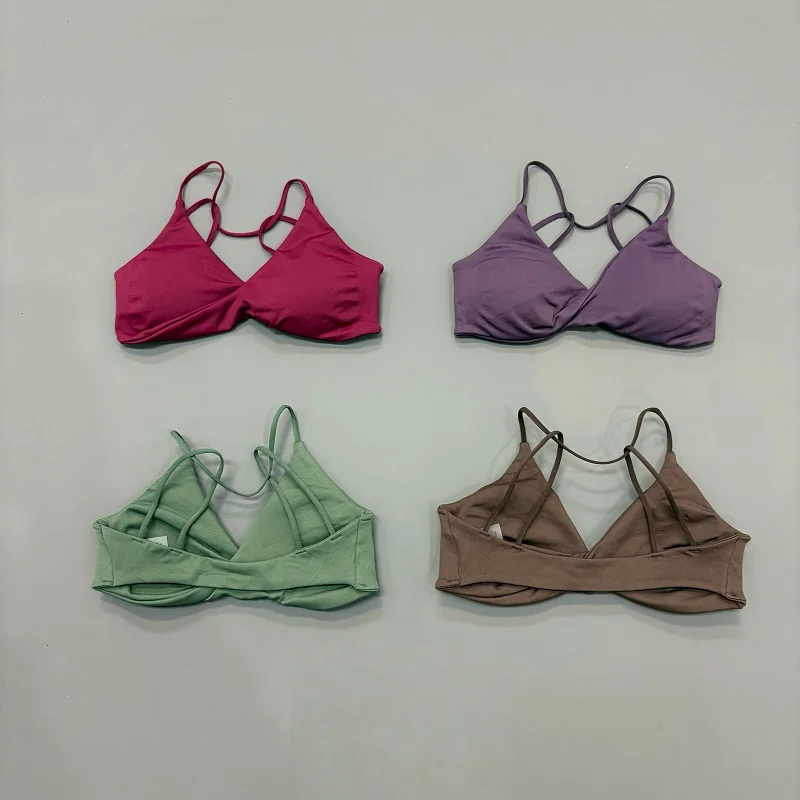 HISTELLO Vision Sports Bra Women Cross Back Seamless Yoga Bra With Removable Pads Backless Underwear Gym Running Sports Top