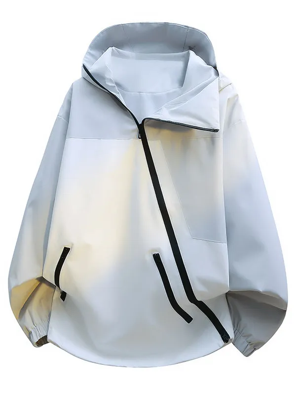 

Men's Outdoor Windproof Zipper Long Sve Jaet Spring Autumn New Sle Casual Loose Fit Youth ular Color Blo Hoodie