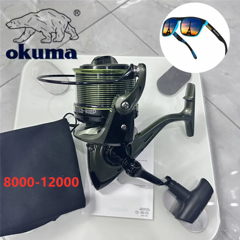 OKUMA 8000-12000 seawater freshwater reel rotating fishing reel, sea fishing gear, spinning wheel, stainless steel ball bearing,