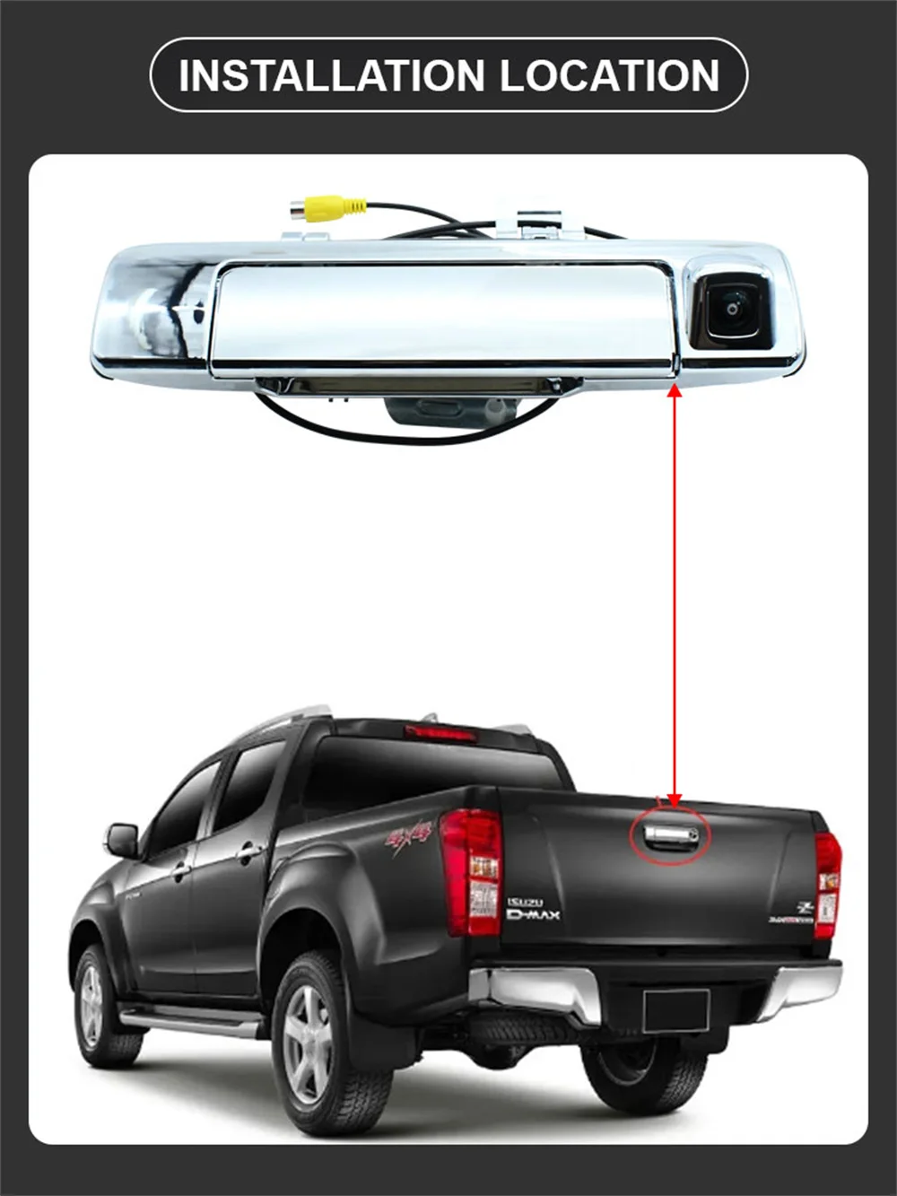 AHD 1080P Telecamera posteriore per auto retromarcia per Isuzu D-max Dmax 2012 2013 2014 2015 2016 -2018 Telecamera per veicolo con maniglia per camioncino